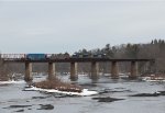 CSXT 1727 Leads L071-09 over the Kennebec River into Benton